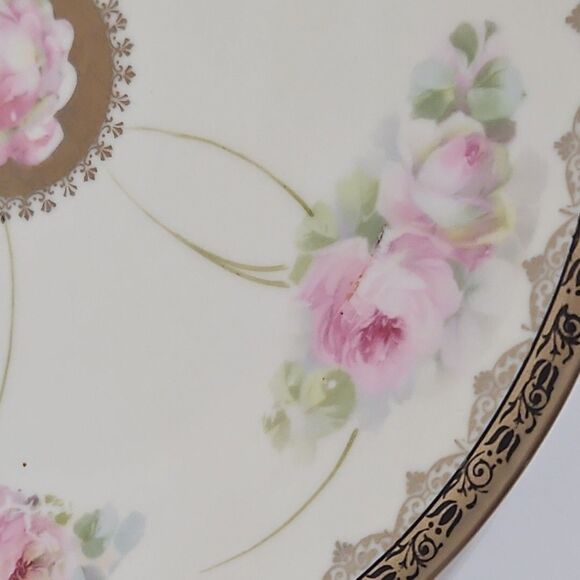 Bavaria Porzellanfabrik Mosch Endorf German Rose Plate Hand Painted PM 8.5 inch - Picture 3 of 6